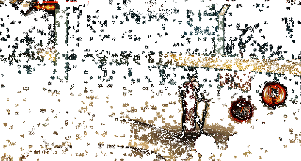 红豆从空中俯冲而下，用伞插住敌人并旋转下压