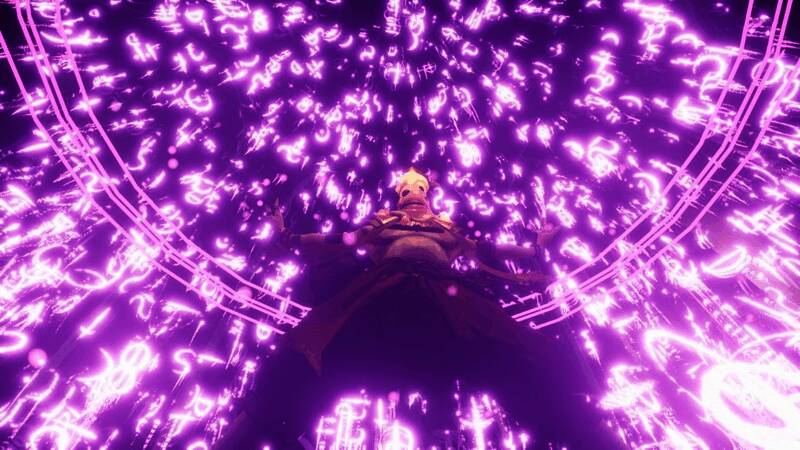 角色施展魔法，周围光影交错，展现华丽特效