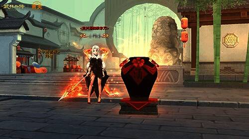 游戏角色手持黄关黄酒，在客栈内与其他NPC互动，画面充满古风生活气息