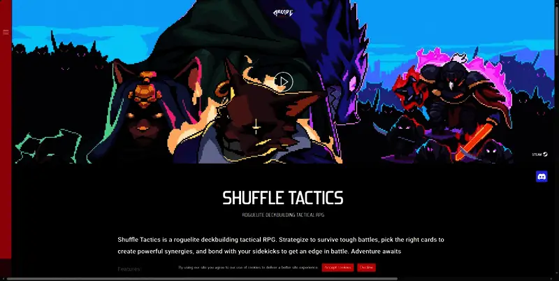 官网页面截图显示游戏介绍与宣传视频区域