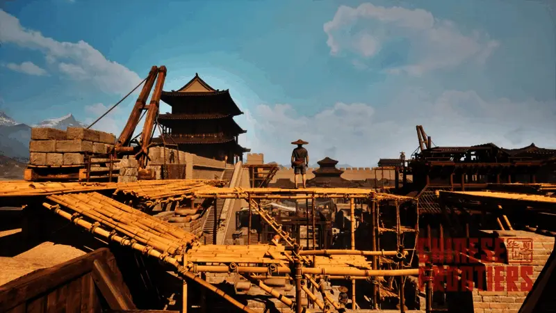 游戏内玩家指挥村民进行大规模建设的画面