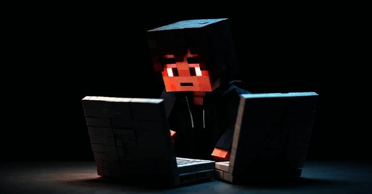 网络安全研究人员分析恶意代码的示意图，屏幕上显示着复杂的程序结构与攻击路径