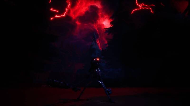 游戏主场景画面，展现破败的尤布星球废土风貌，远处可见巨大的机械残骸与霓虹光影交织