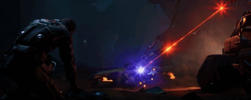 游戏中角色在实验站内部探索，场景阴暗充满科技感