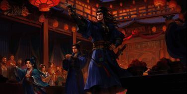 SP曹操端坐高堂，举杯豪饮，背景为金碧辉煌的宫殿