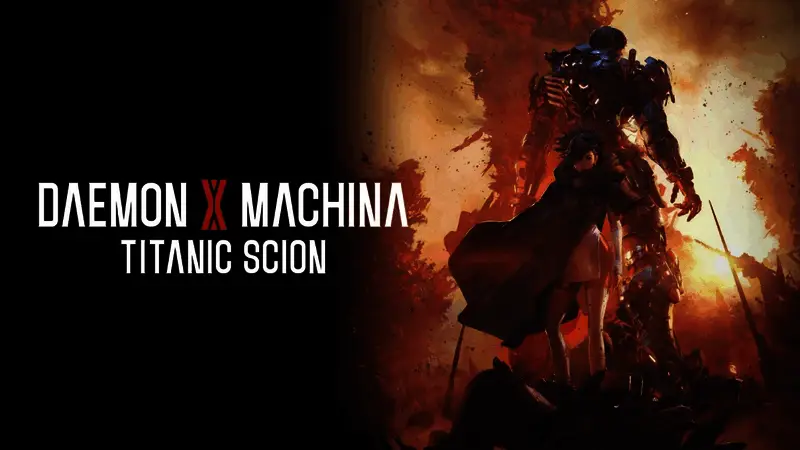 《机甲战魔 神话之裔》游戏宣传图，展示炫酷机甲战斗画面