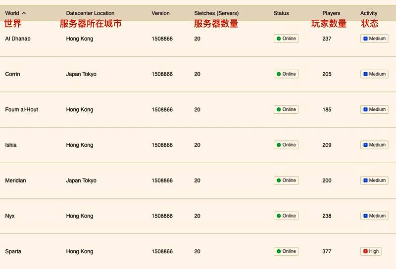 游戏服务器列表界面中高亮显示的香港服务器选项