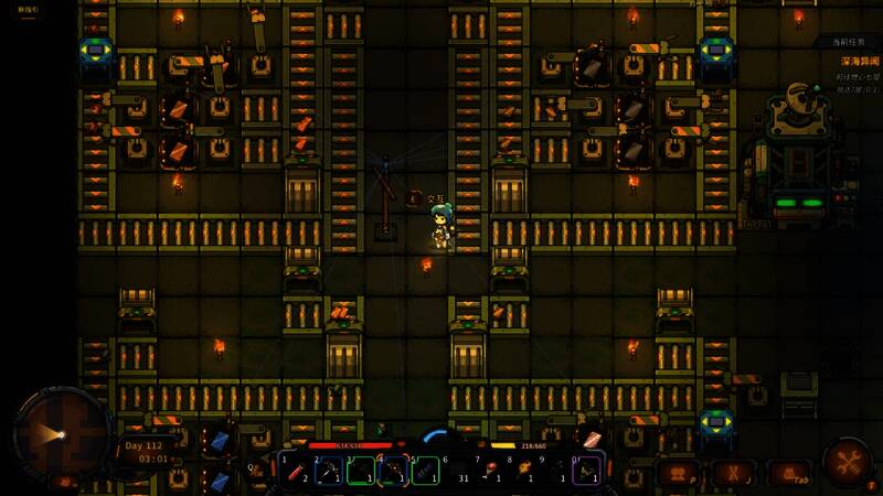 营地内部全景展示，有种植区、厨房、休息区等功能区域