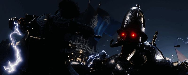 《匹诺曹的谎言》游戏内场景展示，主角手持武器面对敌人