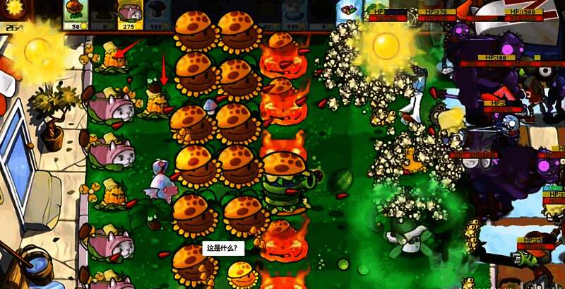 玉米旋转机战斗特写，风车高速旋转，玉米与黄油交错发射