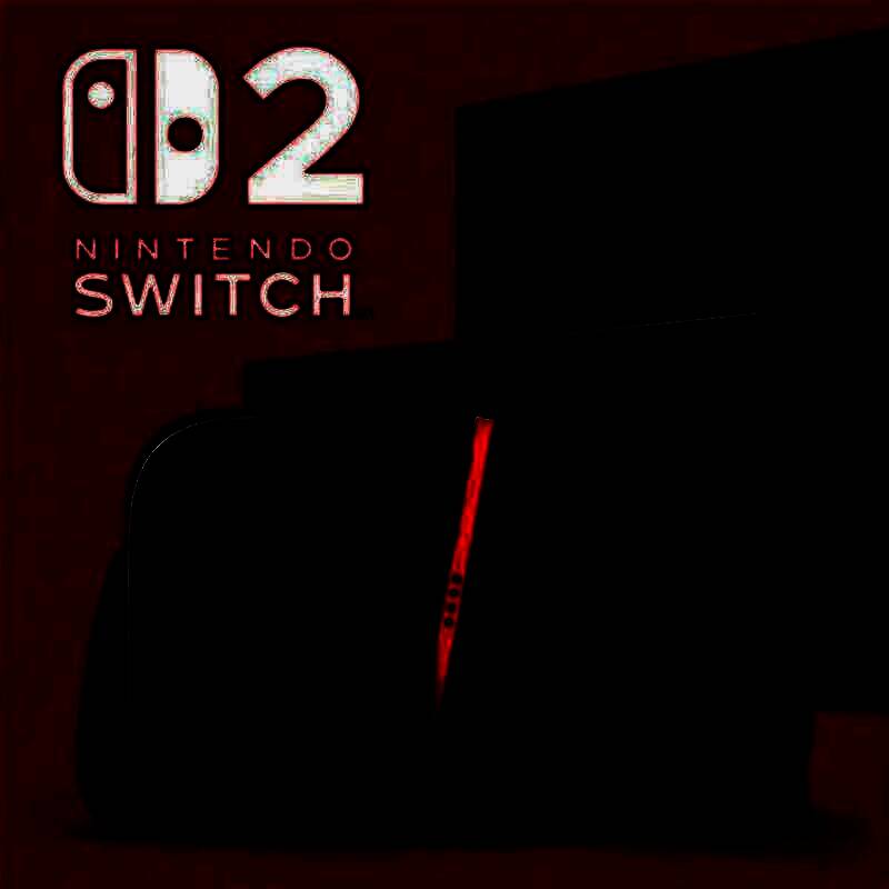 Nintendo Switch 2产品展示图，主机与手柄摆放于桌面，背景简洁现代