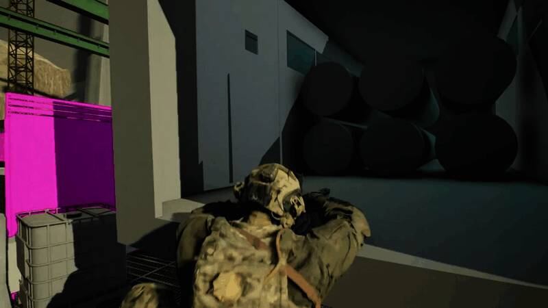 战地实验室任务场景，角色进行战术动作演示