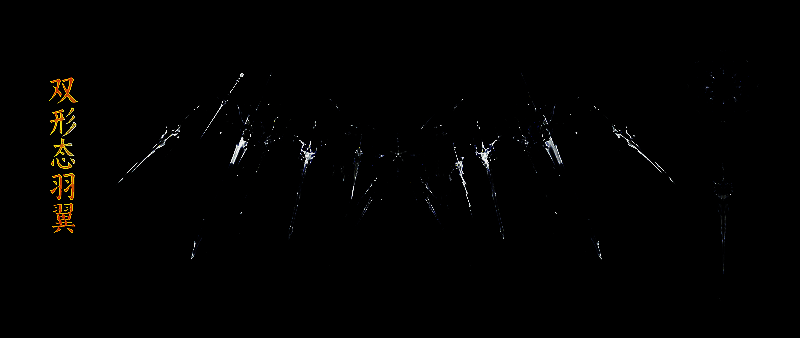 游戏外观概念图，展现剑形羽翼设计初稿