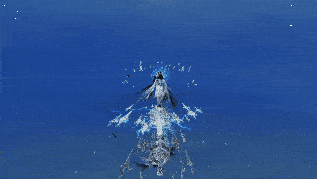 羽翼飞行状态展示，身后剑气如流星划过，绚丽夺目