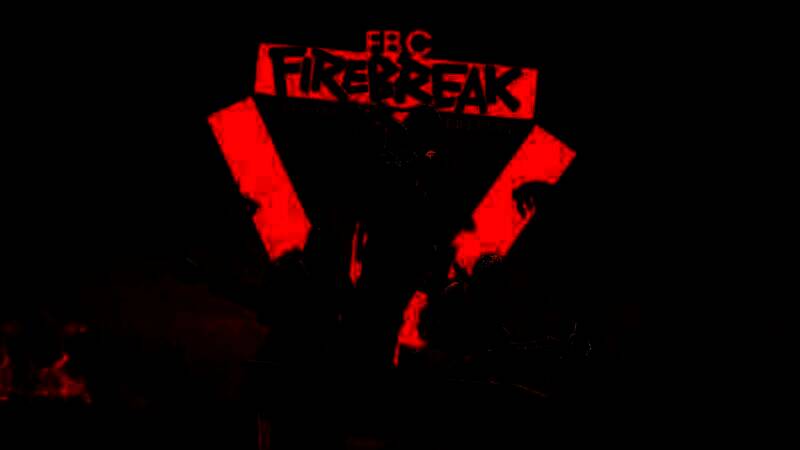 《FBC：防火突击》游戏封面图，展示三位角色持枪备战的紧张氛围