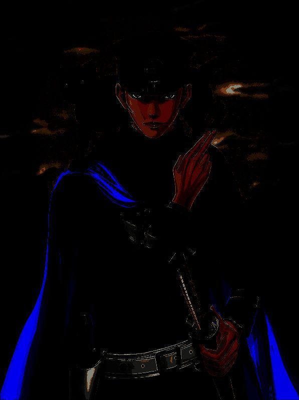 由古屋兔丸绘制的合作插画，展现月下雷道与恶魔的对峙场景，细腻光影处理极具视觉冲击力