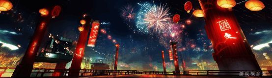 新春活动关卡场景，烟花绽放，Boss战气氛紧张刺激