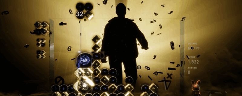 游戏实机画面展示绚丽光影特效与方块消除动画