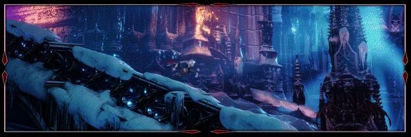 两位主角并肩站立的画面，背景是破败的教堂与远方的魔塔