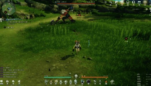 三贼头目释放旋转攻击瞬间，画面中斧刃高速旋转，气浪席卷四周