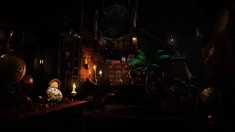 主角站在悬崖边缘俯瞰大海，身后的天空呈现绚丽的紫色与橙色渐变