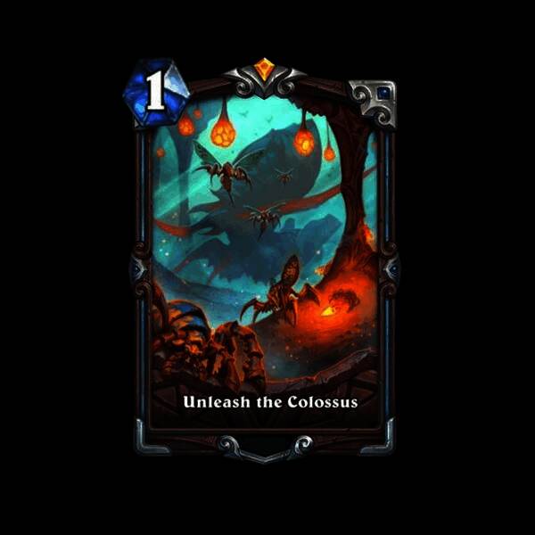 恶魔猎手异画卡放出巨虫，暗影与巨大昆虫交织的画面