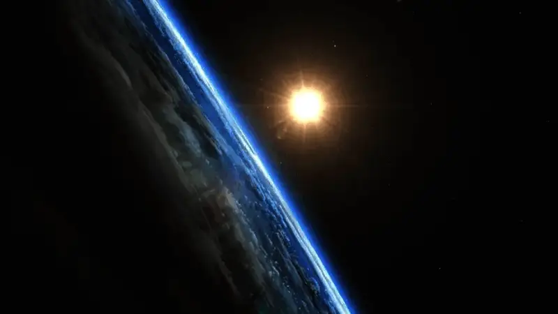 VR界面中展示地球表面温度变化的三维图谱，蓝色与红色区域对比明显，呈现出全球变暖趋势