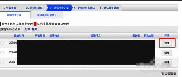违法记录详情页面截图，展示具体违法时间、地点和图片证据