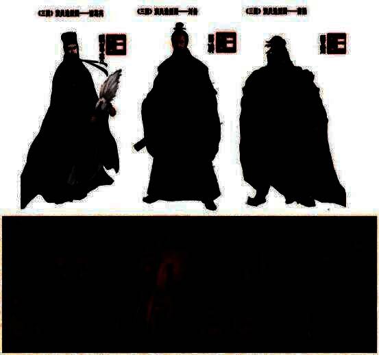 三国人物造型展示，包含铠甲、武器与服饰细节刻画