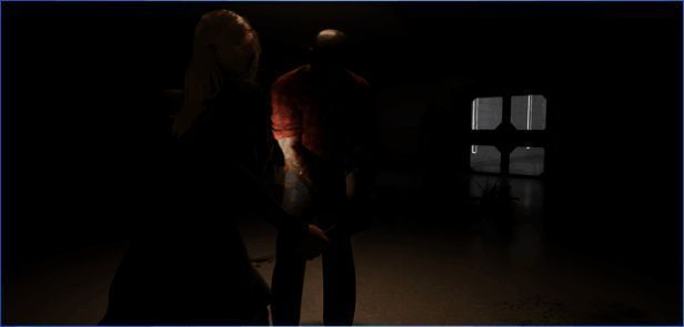 战斗场景截图，主角与丧尸近身搏斗，画面充满张力