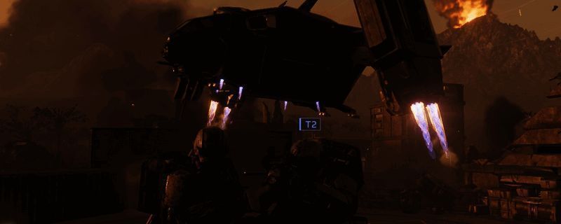 炙焰装甲兵手持喷火器战斗画面，火焰特效强烈