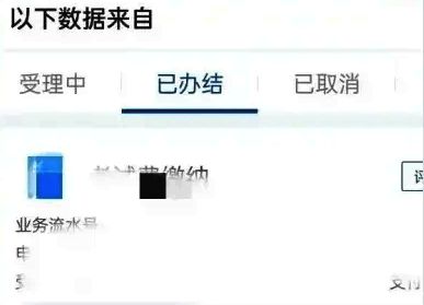 网办进度页面展示用户各类业务状态列表