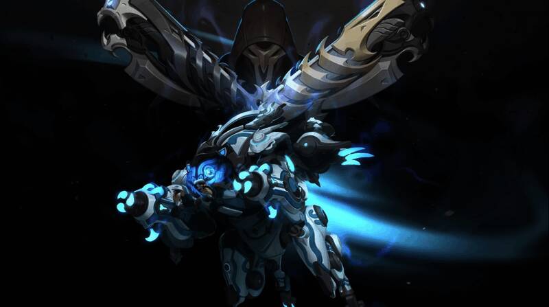 夺魂冷钢死神皮肤四阶段展示图，突出阴影特效与武器细节