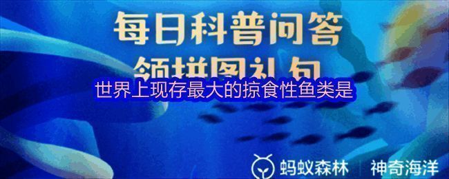 神奇海洋答题界面展示，背景为深海蓝色调，界面中央显示今日问题及选项