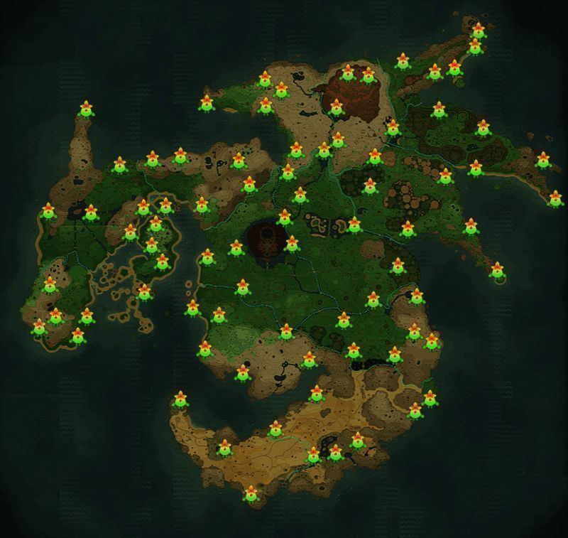 木叶灵所在位置示意图，地图上标注多个关键收集点