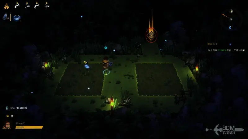 秘境内部场景，多个房间依次排列，最后一个房间标记为图腾选择