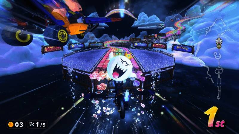 《马力欧赛车8》与《马力欧赛车8 豪华版》开发人员延续比例示意图