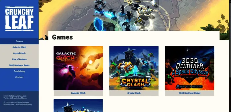 官网界面截图，显示《故障星系》游戏标题与部分宣传图