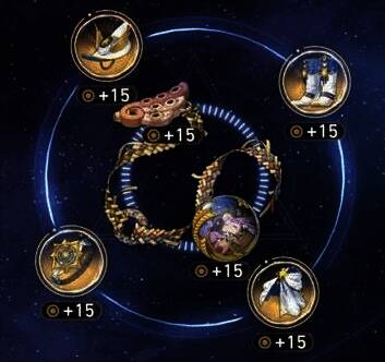 白厄装备不同遗器后的属性面板展示，详细列出各套装加成信息