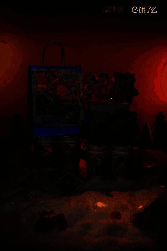 未定事件簿×饿了么联名周边实物图，包含拍立得、杯套、纸袋等精美赠品