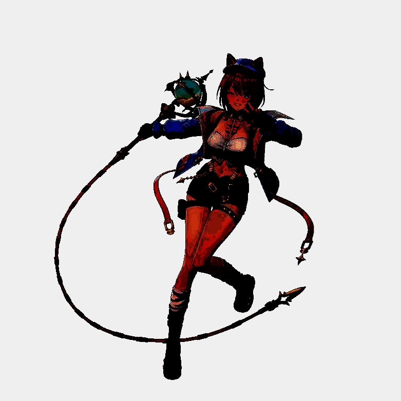 莉雅丝·艾德莱森角色立绘，手持炼金瓶，笑容灿烂