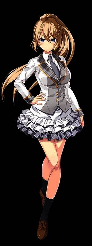 阵内莉佳子角色设定图，运动风格，表情略显紧张