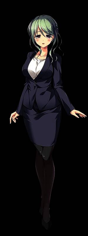 狭山惠梨奈老师形象，亲切微笑中带着一丝疲惫