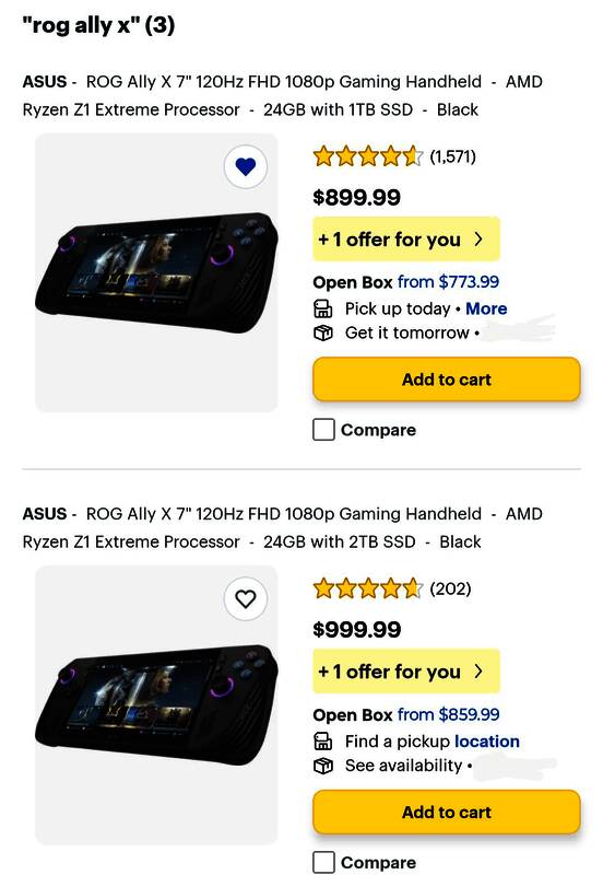 图表显示Xbox Ally X与其他掌机的价格比例关系