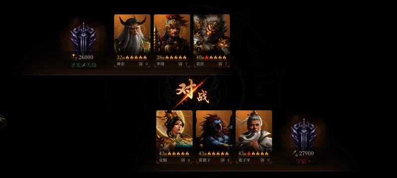 阵容最终战斗效果展示，神农队伍胜利姿态