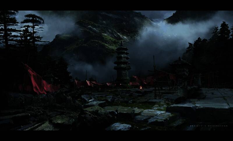 狮驼岭局部放大图，植被与岩石的精细建模