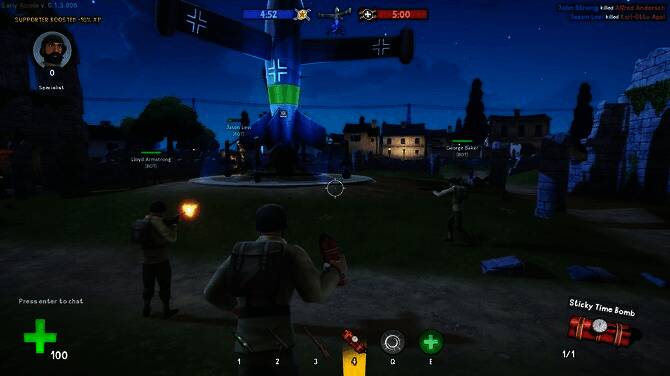 战场上多名士兵并肩作战，硝烟弥漫