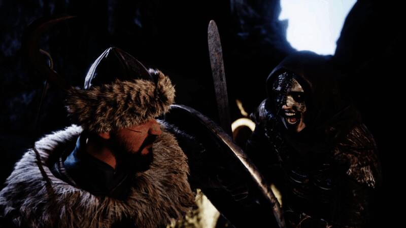 主角手持长剑在草原上奔跑，身后是古老的石制建筑群落