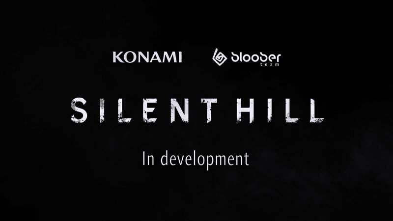 Konami官方发布会现场画面，屏幕上展示《寂静岭1》重制版LOGO