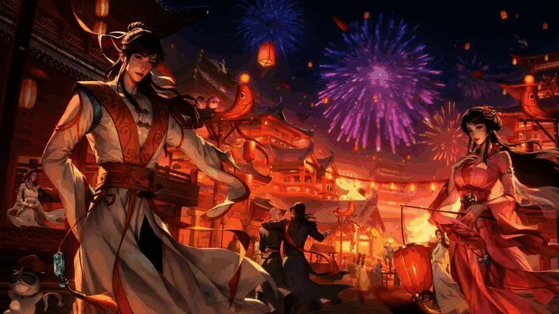 天龙八部游戏内场景展示，洛阳夜景灯火辉煌